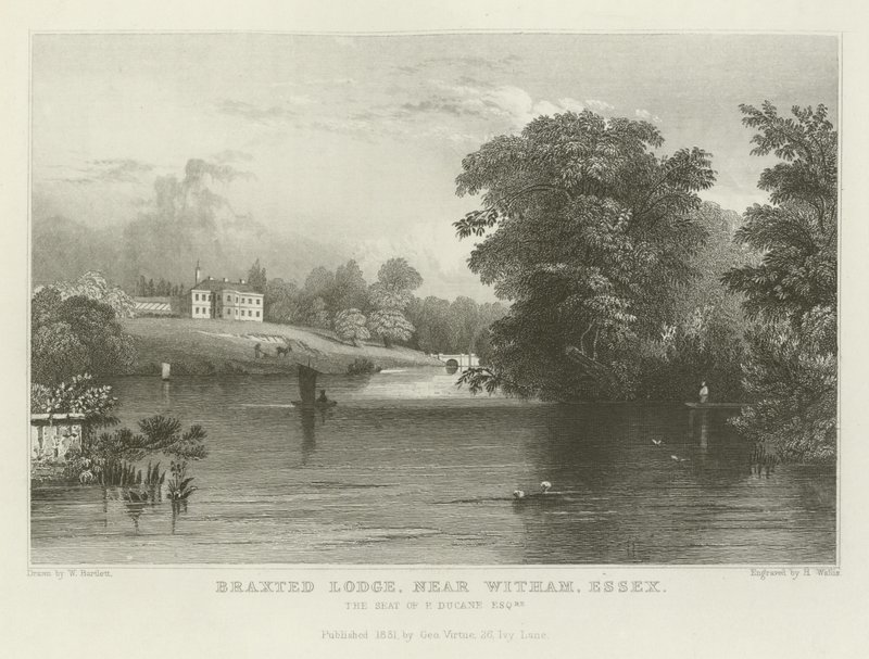 Braxted Lodge, vicino a Witham, Essex, la residenza di P Ducane, Esquire da William Henry Bartlett
