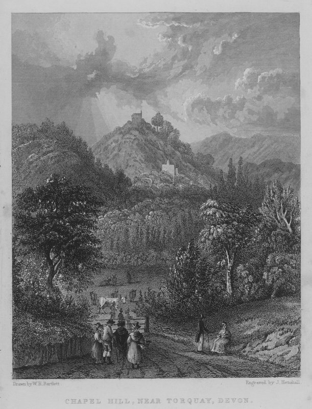 Chapel Hill, vicino a Torquay, Devon (incisione) da William Henry Bartlett