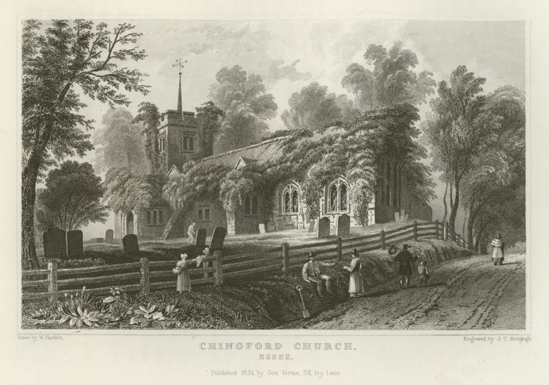 Chiesa di Chingford, Essex da William Henry Bartlett