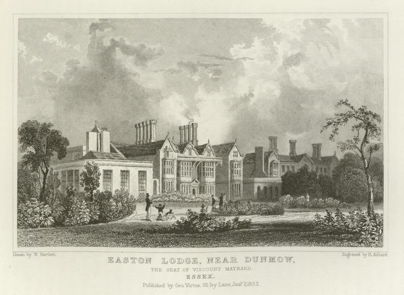 Easton Lodge, vicino a Great Dunmow, la sede del Visconte Maynard, Essex da William Henry Bartlett