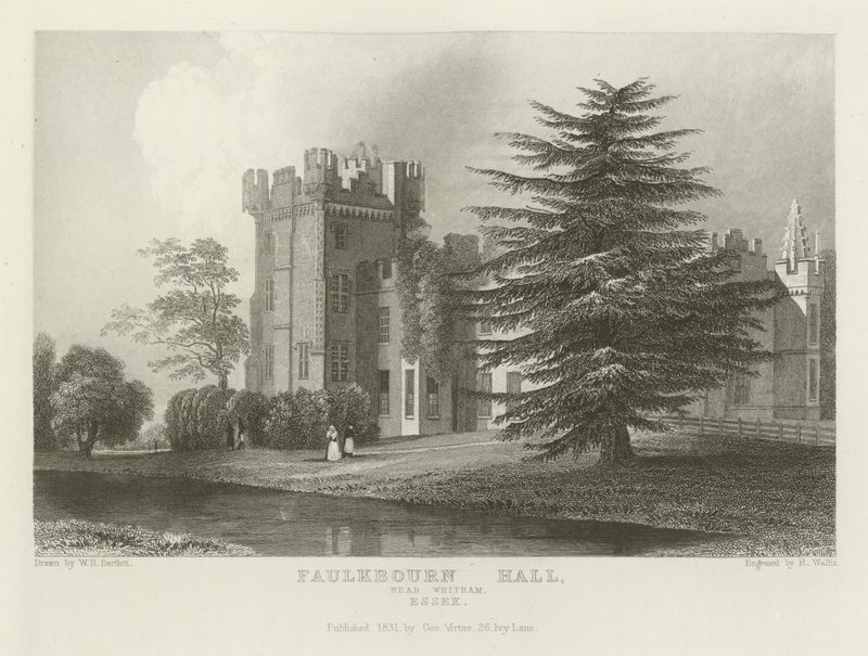 Faulkbourn Hall, vicino a Whitham, Essex da William Henry Bartlett