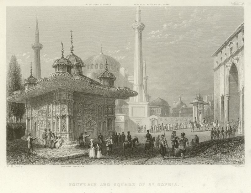 Fontana e piazza di Santa Sofia, Costantinopoli da William Henry Bartlett