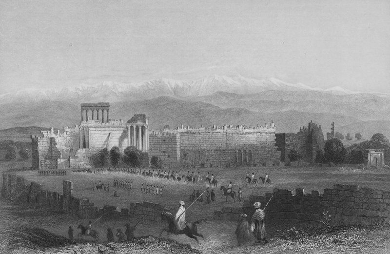 Veduta generale di Balbec e Anti-Libano da William Henry Bartlett