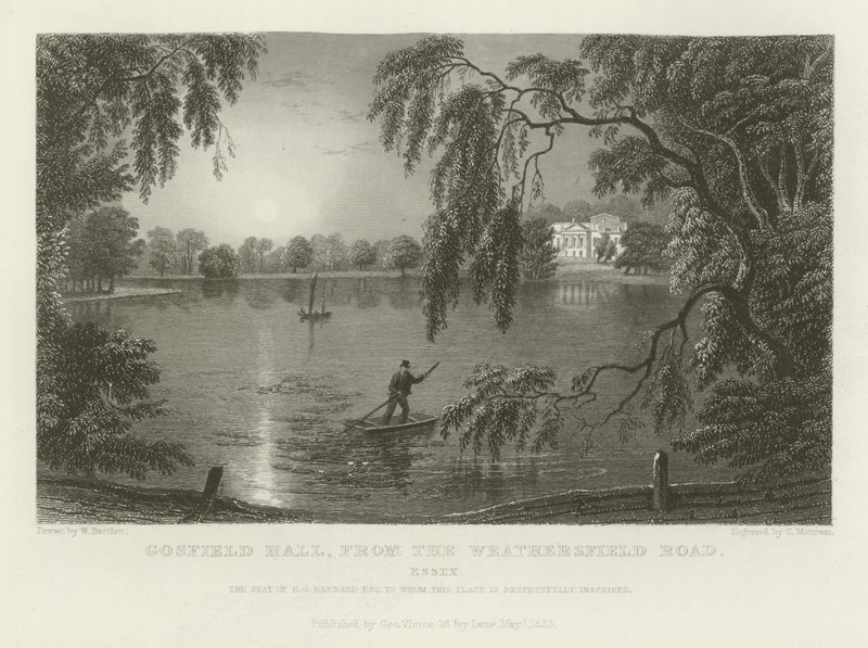 Gosfield Hall, dalla Weathersfield Road, Essex, la residenza di E G Barnard, Esquire da William Henry Bartlett