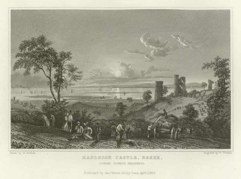Castello di Hadleigh, Essex, verso Sheerness da William Henry Bartlett