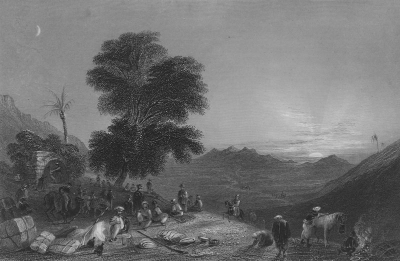 Sosta di una carovana nel deserto di Girgola, vicino al Monte Amanus da William Henry Bartlett