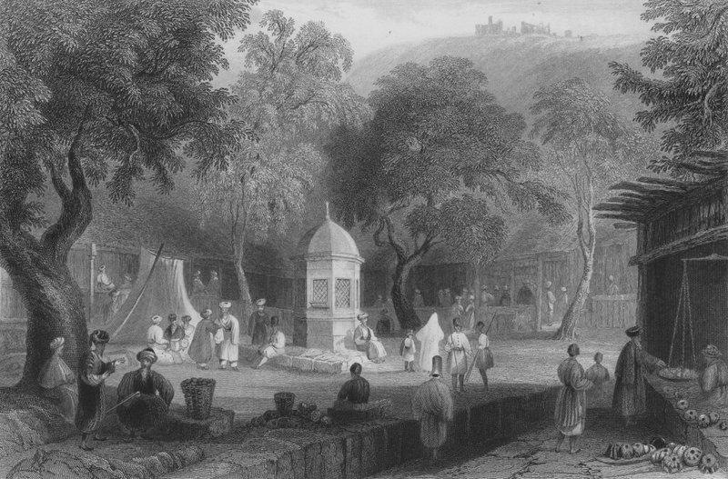 Scena di mercato e fontana, Antiochia da William Henry Bartlett