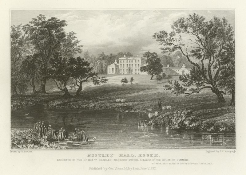 Mistley Hall, Essex, residenza del Right Honourable Charles Manners Sutton, Speaker della Camera dei Comuni da William Henry Bartlett