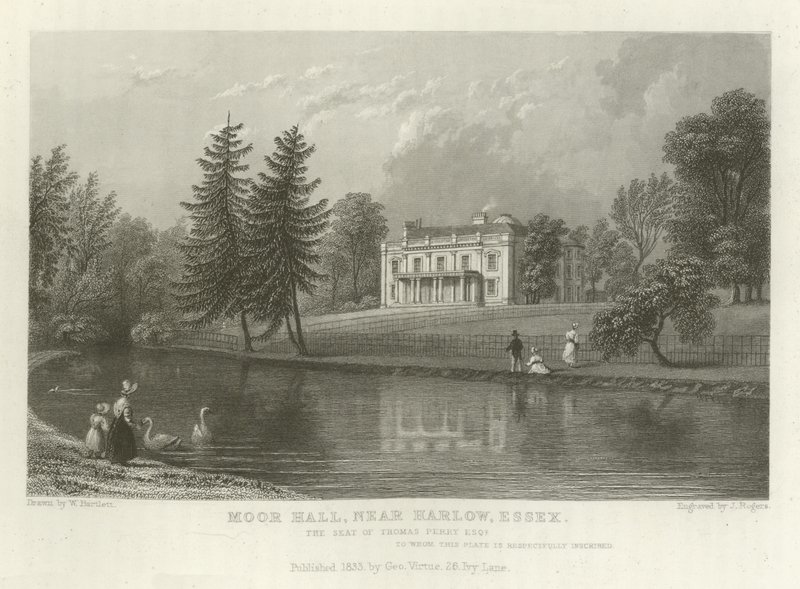 Moor Hall, vicino a Harlow, Essex, la residenza di Thomas Perry, Esquire da William Henry Bartlett