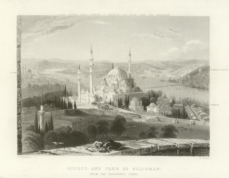 Moschea e Tomba di Solimano, Costantinopoli da William Henry Bartlett