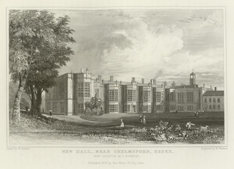 New Hall, vicino a Chelmsford, Essex, ora occupato come convento da William Henry Bartlett