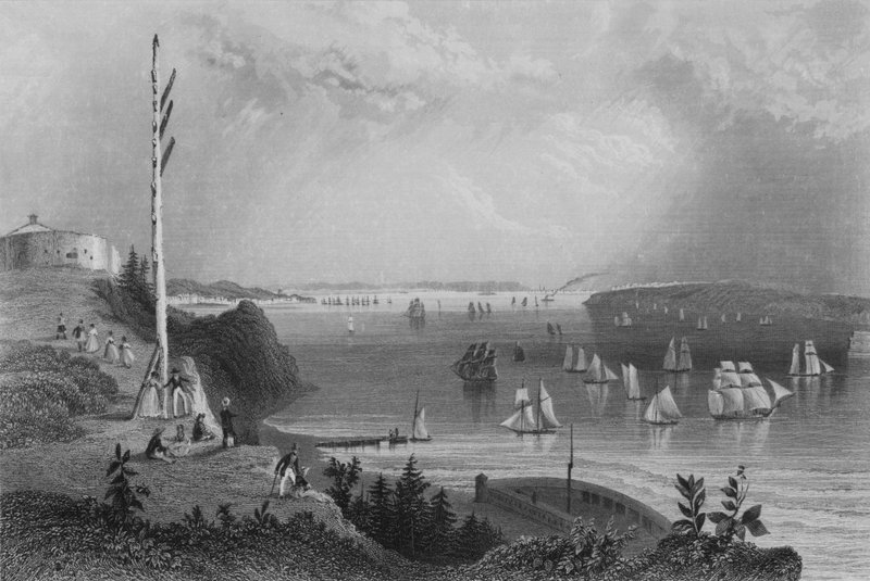 Baia di New York, dalla stazione telegrafica da William Henry Bartlett
