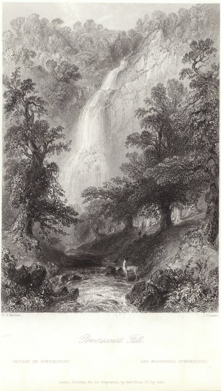 Cascata Powerscourt sul fiume Dargle da William Henry Bartlett