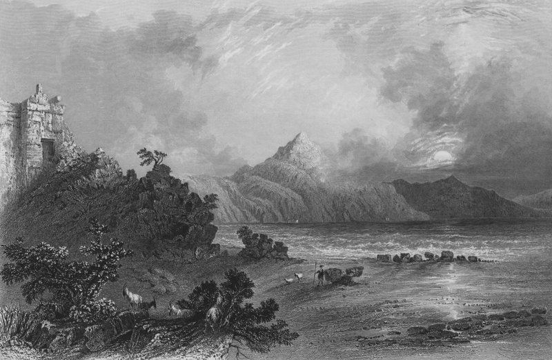 Resti del porto di Seleucia, vicino a Suadeah, con il Monte Casius in lontananza da William Henry Bartlett