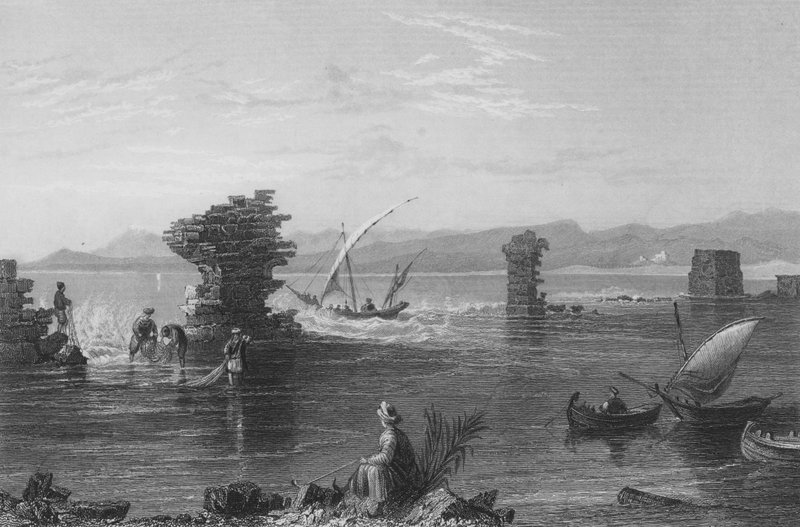 Rovine del porto di Tiro da William Henry Bartlett