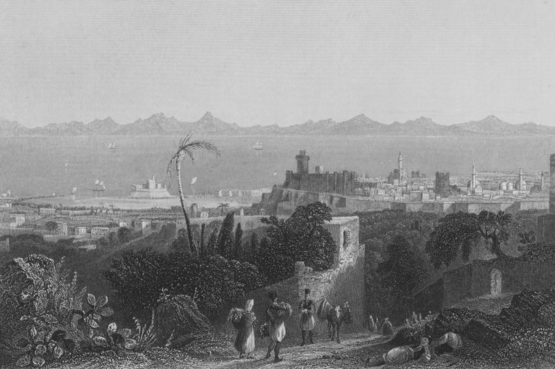 Rodi, dalle alture, vicino alla villa di Sir Sidney Smith da William Henry Bartlett