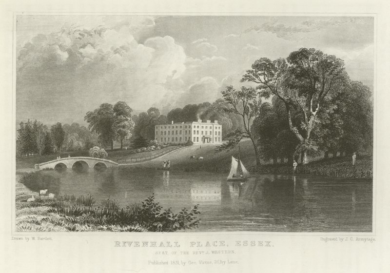 Rivenhall Place, Essex, sede del reverendo J Western da William Henry Bartlett