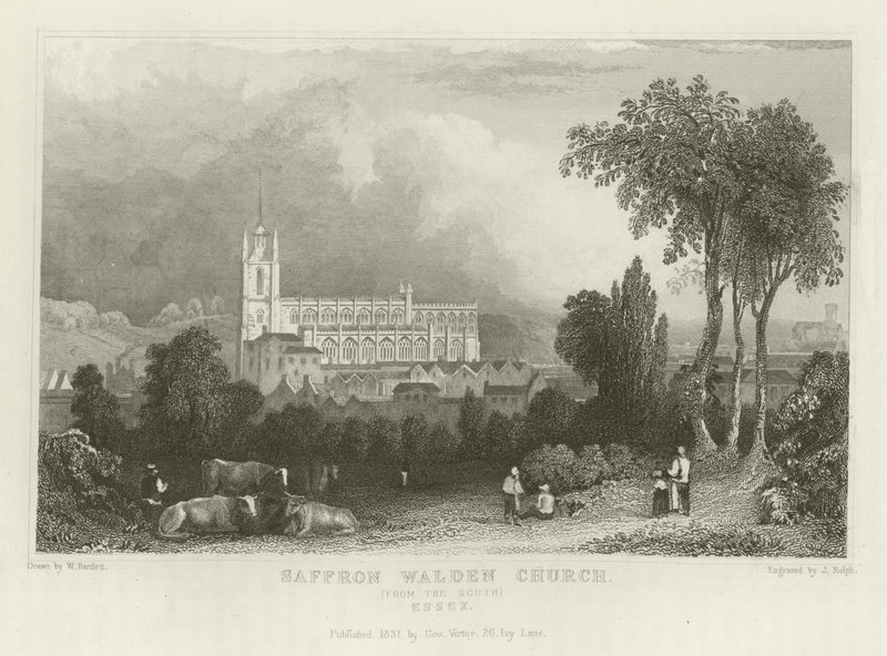 Chiesa di Saffron Walden, dal sud, Essex da William Henry Bartlett