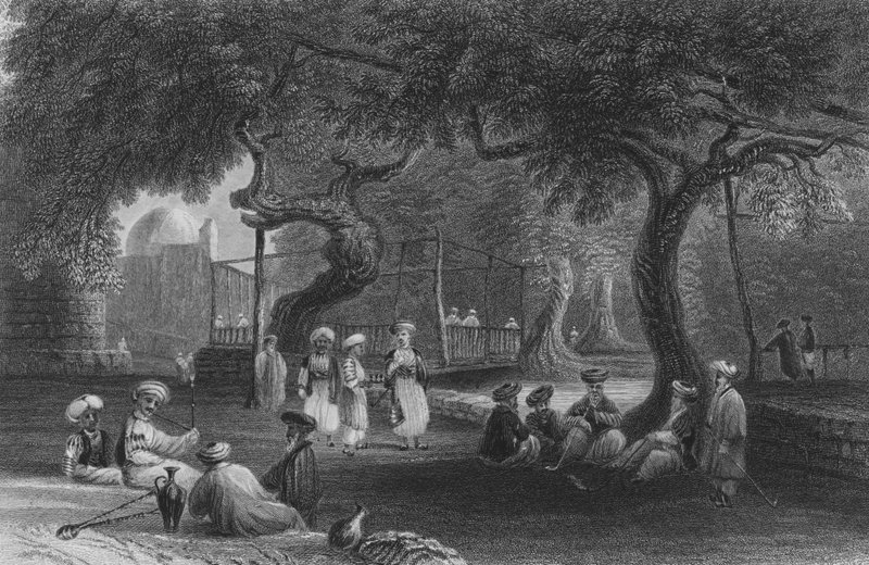 Casa dello sceicco, a Zebdane, sul Pharpar da William Henry Bartlett
