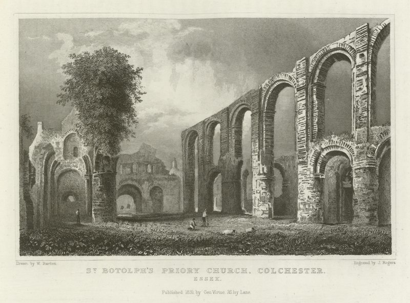 Chiesa del Priorato di St Botolph, Colchester, Essex da William Henry Bartlett