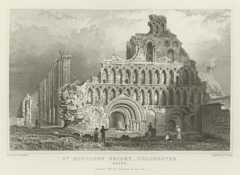 Priorato di San Botolph, Colchester, Essex da William Henry Bartlett