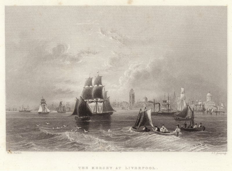 Il Mersey a Liverpool da William Henry Bartlett