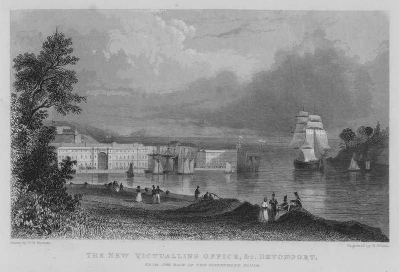 Il Nuovo Ufficio di Approvvigionamento, ecc., Devonport, dal Retro della Casa del Governo da William Henry Bartlett