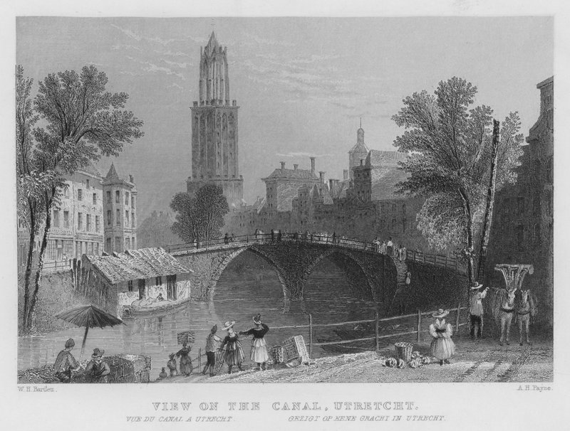 Veduta sul canale, Utrecht da William Henry Bartlett