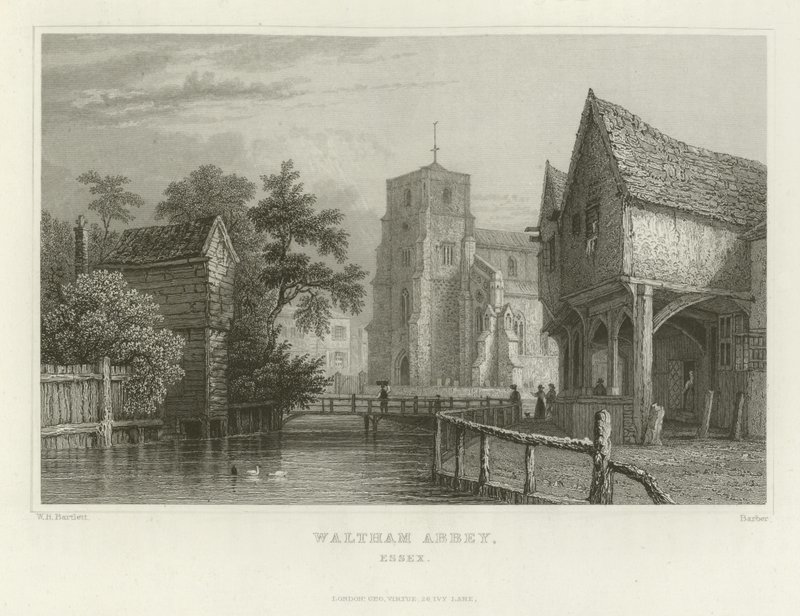 Abbazia di Waltham, Essex da William Henry Bartlett