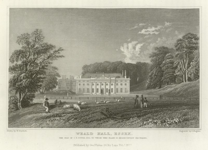 Weald Hall, Essex, la Residenza di C T Tower, Esquire da William Henry Bartlett