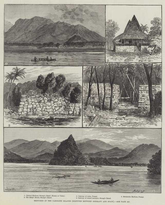 Schizzi nelle Isole Caroline, contese tra Germania e Spagna da William Henry James Boot