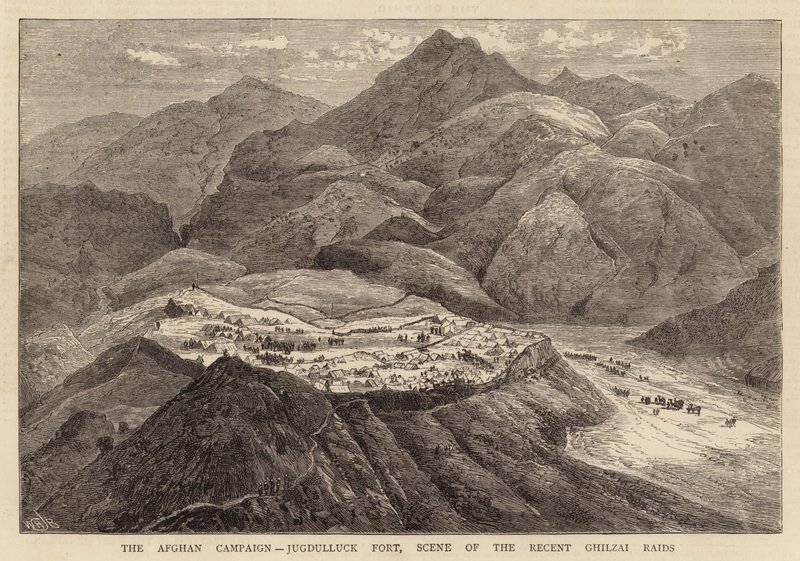 La Campagna Afghana, Forte di Jugdulluck, Scena dei Recenti Raid dei Ghilzai da William Henry James Boot