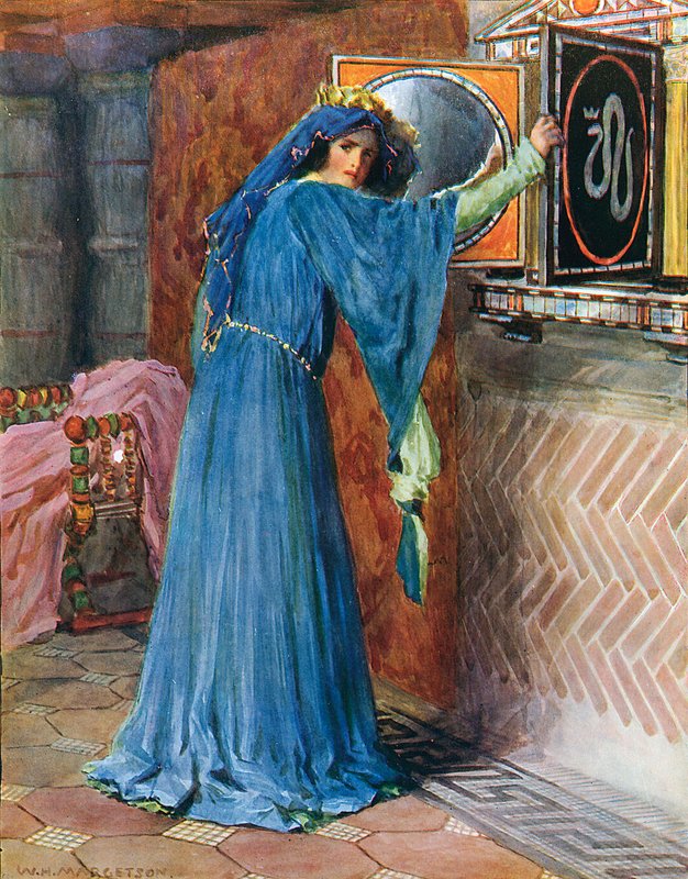 O specchio magico sulla parete, chi è la più bella del reame da William Henry Margetson