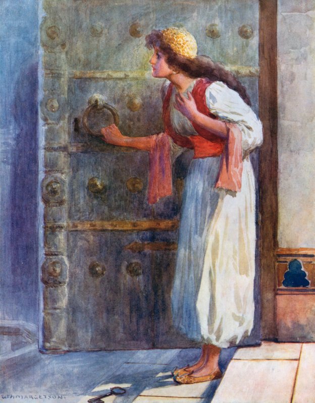 Tremando di paura lasciò cadere la chiave magica sul pavimento da William Henry Margetson