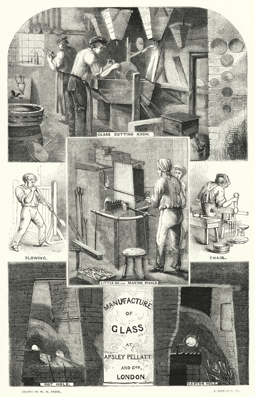 Fabbricazione del vetro presso Apsley Pellatt e Co., Londra da William Henry Pike