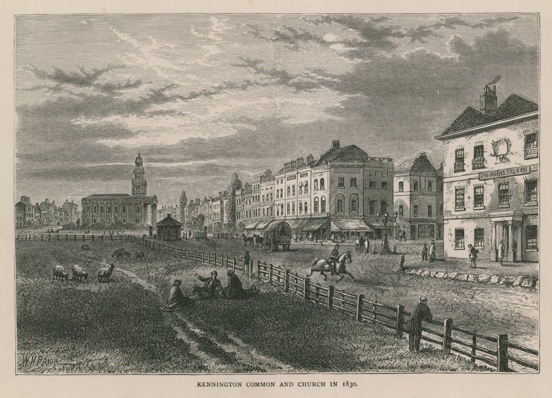 Kennington Common e Chiesa nel 1830 da William Henry Prior