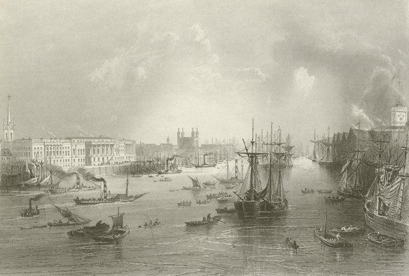Il Porto di Londra da William Henry after Bartlett