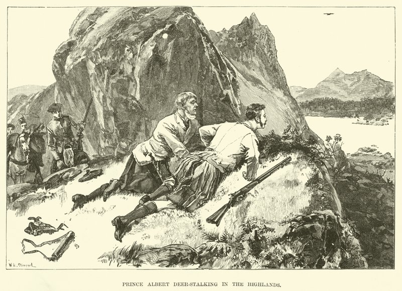 Il principe Alberto a caccia di cervi nelle Highlands (incisione) da William Heysham (after) Overend
