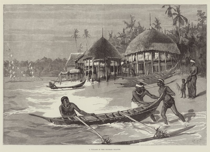 Un villaggio nelle isole Nicobare da William Heysham Overend