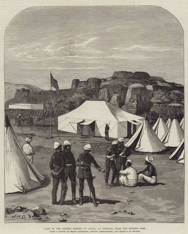 Campo della missione britannica a Kabul, a Jumrood, vicino al Passo Khyber da William Heysham Overend