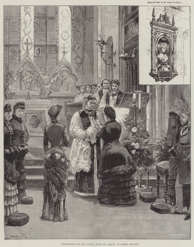 Battesimo del Duca di Albany infante nella chiesa di Esher da William Heysham Overend