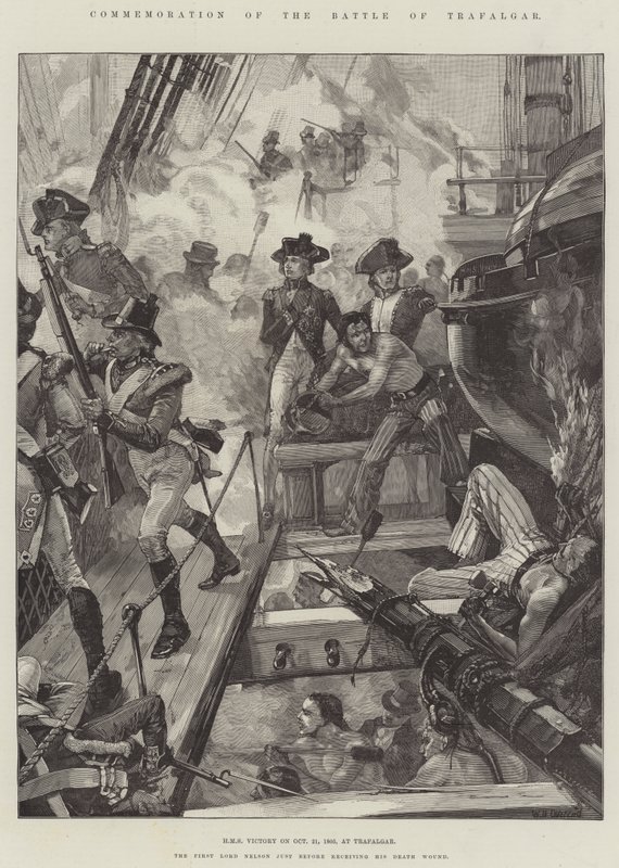 Commemorazione della Battaglia di Trafalgar, HMS Victory il 21 ottobre 1805, a Trafalgar da William Heysham Overend