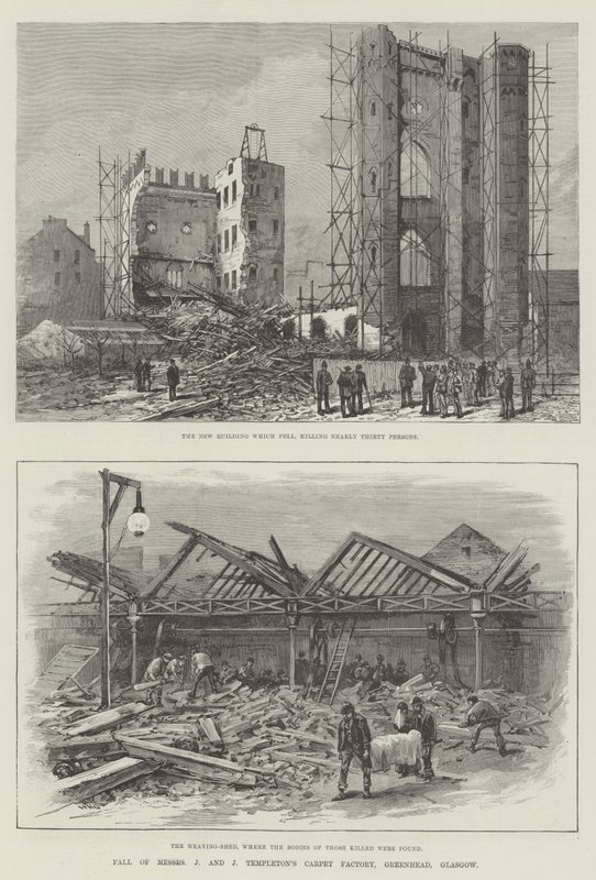 Crollo della fabbrica di tappeti Messers J e J Templeton, Greenhead, Glasgow da William Heysham Overend