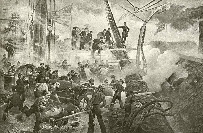 Farragut a Mobile Bay (incisione) da William Heysham Overend