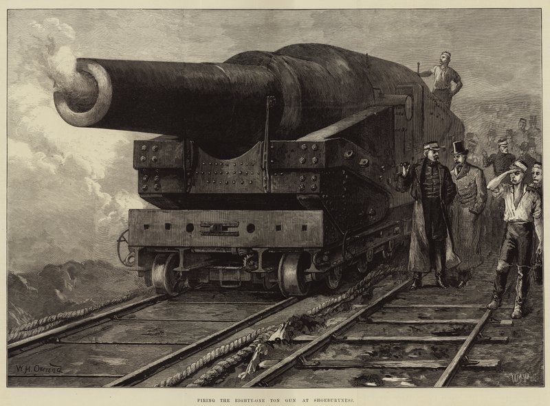 Sparare con il cannone da ottantuno tonnellate a Shoeburyness da William Heysham Overend