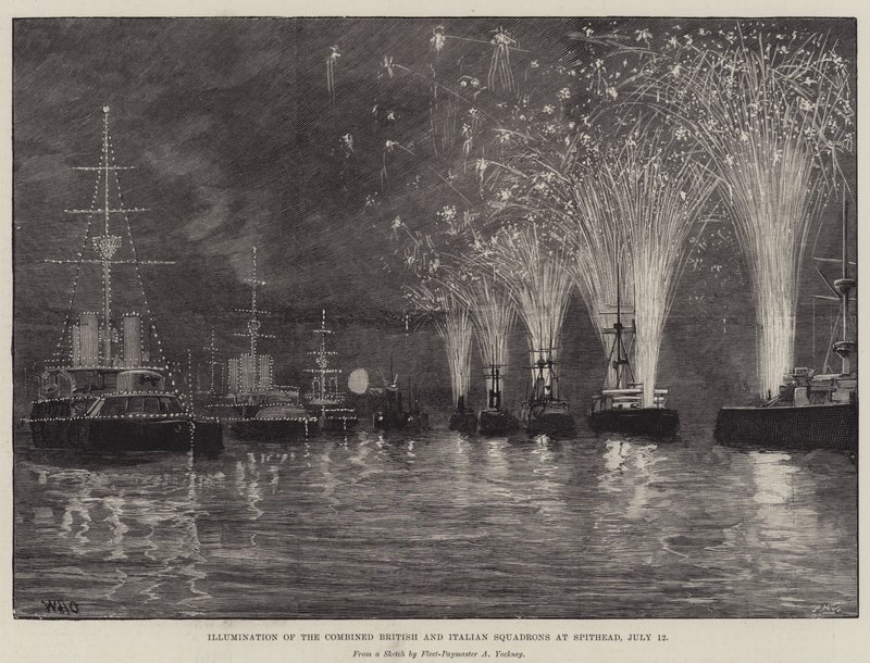 Illuminazione delle squadre combinate britanniche e italiane a Spithead, 12 luglio da William Heysham Overend