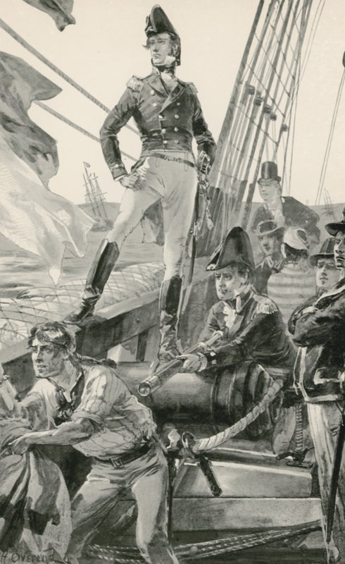 Lord Cochrane segnala assistenza per attaccare la flotta francese da William Heysham Overend