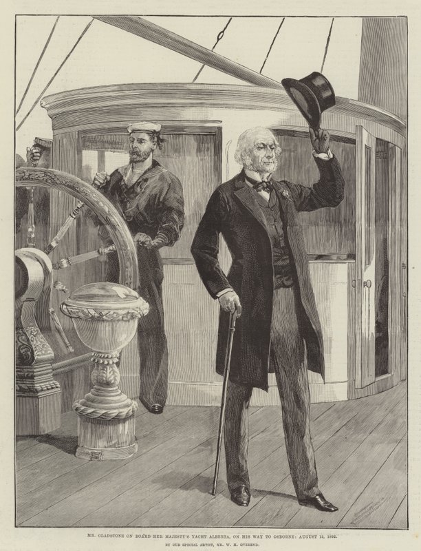 Mr Gladstone a bordo dello yacht di Sua Maestà Alberta, in viaggio verso Osborne, 15 agosto 1892 da William Heysham Overend