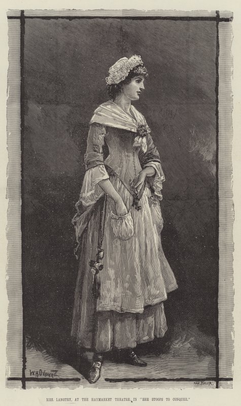Mrs Langtry, al Haymarket Theatre, in She Stoops to Conquer da William Heysham Overend