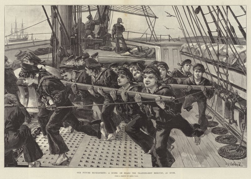 I nostri futuri marinai, una scena a bordo della nave scuola Mercury, a Ryde da William Heysham Overend